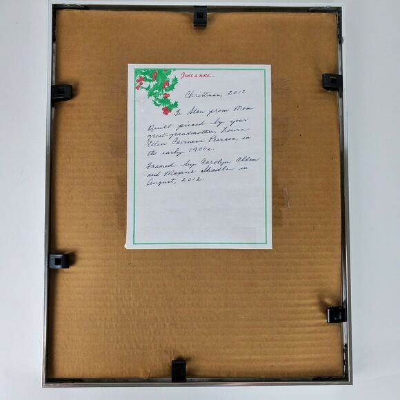 Antique Framed Early 1900s Quilt FOLK Art Work Red White Blue Patriotic 11x14 In - Picture 4 of 4